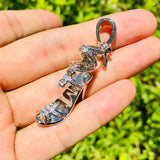 Zirconia Pave Woman High Heel Charm Pendant for Jewelry