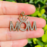 5pcs Zirconia Pave Crown Mom Charms for Women Bracelet Necklace