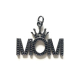 5pcs Zirconia Pave Crown Mom Charms for Women Bracelet Necklace