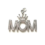 5pcs Zirconia Pave Crown Mom Charms for Women Bracelet Necklace