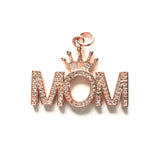 5pcs Zirconia Pave Crown Mom Charms for Women Bracelet Necklace