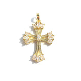 Zirconia Pave Cross Charm Gold-Plate Pendant Bracelet Necklace