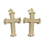 Zirconia Pave Cross Charm Gold-Plate Pendant Jewelry Accessory