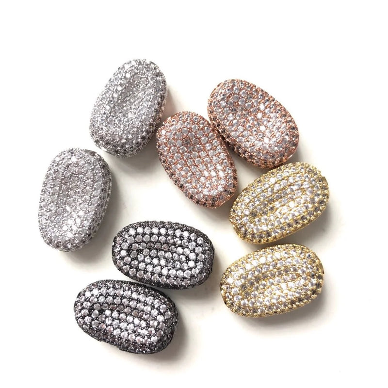 5pcs Zirconia Paved Spacer Beads for Jewelry Bling Gold-Plate Craft