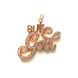 Zirconia Paved But God Letter Charm for Bracelet Necklace