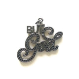 Zirconia Paved But God Letter Charm for Bracelet Necklace