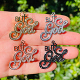 Zirconia Paved But God Letter Charm for Bracelet Necklace