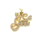 Zirconia Paved But God Letter Charm for Bracelet Necklace