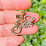 Zirconia Paved But God Letter Charm for Bracelet Necklace