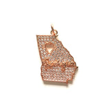 5pcs Zirconia Paved Love Georgia State Map Charms Pendant