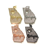 5pcs Zirconia Paved Love Georgia State Map Charms Pendant