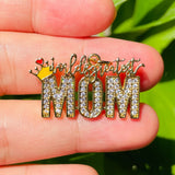 Zirconia Paved Mom Charm Pendant for Mother's Gift Bracelet Necklace