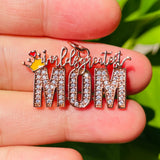 Zirconia Paved Mom Charm Pendant for Mother's Gift Bracelet Necklace