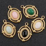 5pcs Retro Oval Gemstone Necklace Pendant DIY Earring Pendant