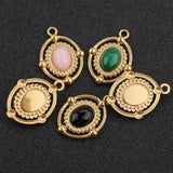 5pcs Retro Oval Gemstone Necklace Pendant DIY Earring Pendant