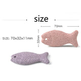 5pcs Natural Volcanic Rock Fish Pendant Loose Beads DIY Jewelry
