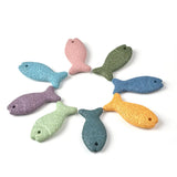 5pcs Natural Volcanic Rock Fish Pendant Loose Beads DIY Jewelry