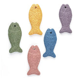 5pcs Natural Volcanic Rock Fish Pendant Loose Beads DIY Jewelry