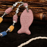 5pcs Natural Volcanic Rock Fish Pendant Loose Beads DIY Jewelry