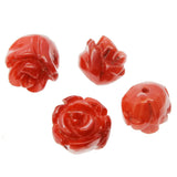 5pcs Natural Sea Bamboo Red Coral Carved Rose Beads DIY Jewelry Making