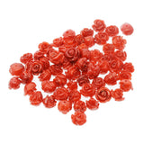 5pcs Natural Sea Bamboo Red Coral Carved Rose Beads DIY Jewelry Making