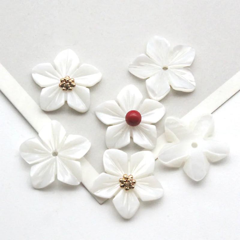 5pcs Natural Shell Flower Beads Jewelry Making DIY Accessories