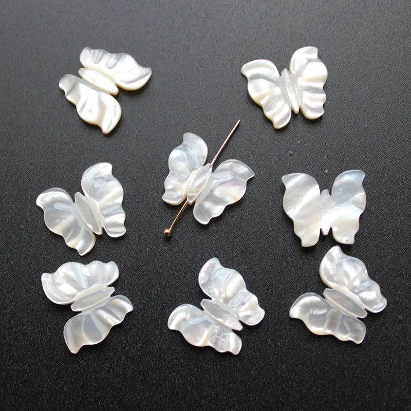 5pcs Natural Shell Butterfly Beads Pink DIY Hair Clip Bracelet Earring