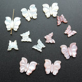 5pcs Natural Shell Butterfly Beads Pink DIY Hair Clip Bracelet Earring