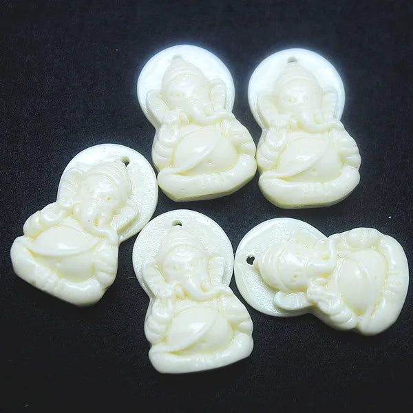 5pcs Indian Buddha Clay Pendants for Bracelet Making 20x30mm Cream Colors