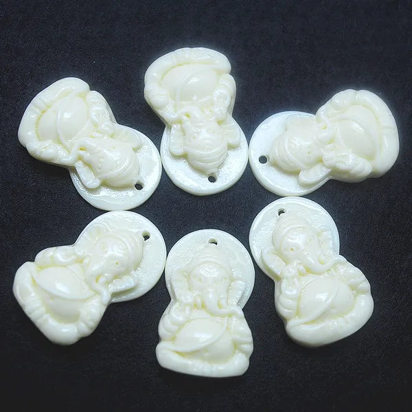 5pcs Indian Buddha Clay Pendants for Bracelet Making 20x30mm Cream Colors
