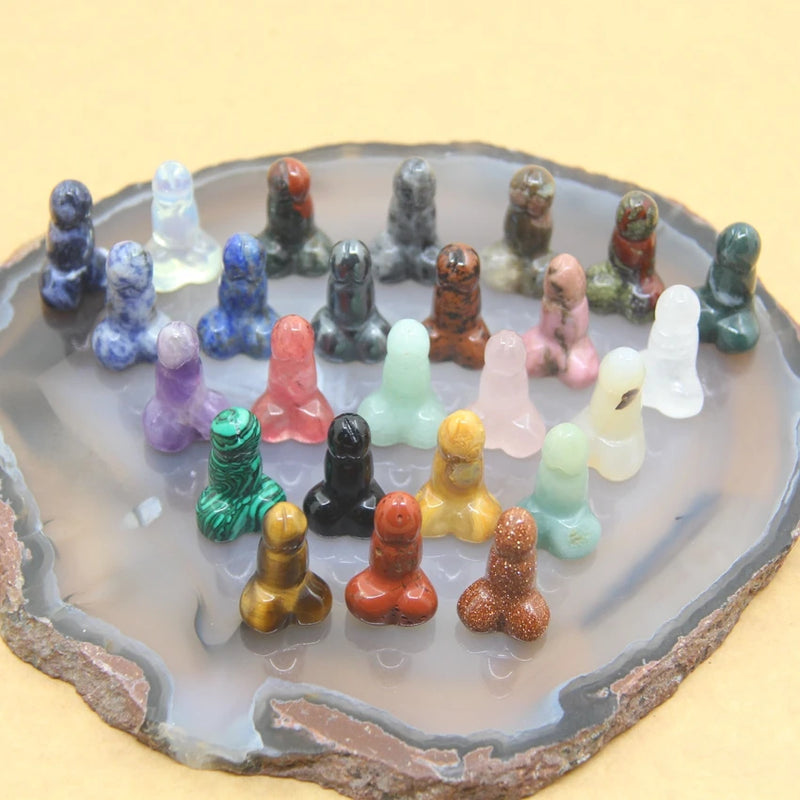 5pcs 1 Inches 25 Gems Carved Phallus Mini Crystal Penis
