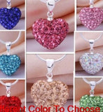 5pcs/lot Mix Multicolor Rose Heart Crystal Necklace