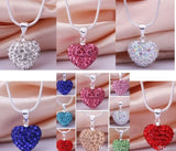 5pcs/lot Mix Multicolor Rose Heart Crystal Necklace