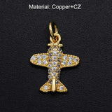 5pcs/lot CZ Zircon Airplane Charm Pendant DIY Jewelry