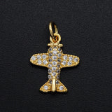 5pcs/lot CZ Zircon Airplane Charm Pendant DIY Jewelry