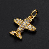 5pcs/lot CZ Zircon Airplane Charm Pendant DIY Jewelry