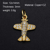 5pcs/lot CZ Zircon Airplane Charm Pendant DIY Jewelry