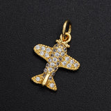 5pcs/lot CZ Zircon Airplane Charm Pendant DIY Jewelry