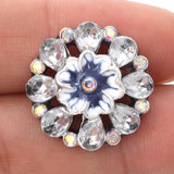 5pcs Colorful Rhinestone Crystal Flowers 18mm Snap Buttons