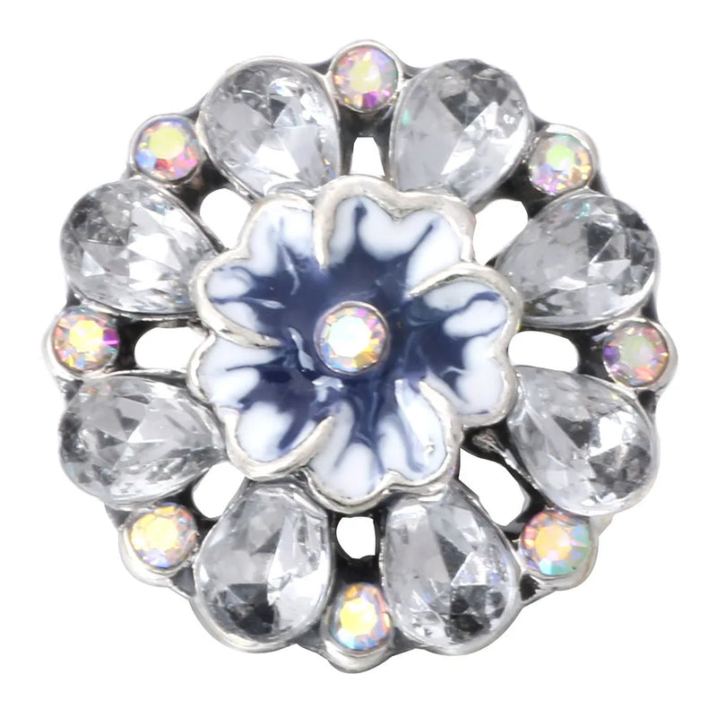 5pcs Colorful Rhinestone Crystal Flowers 18mm Snap Buttons