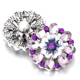 5pcs Colorful Rhinestone Crystal Flowers 18mm Snap Buttons
