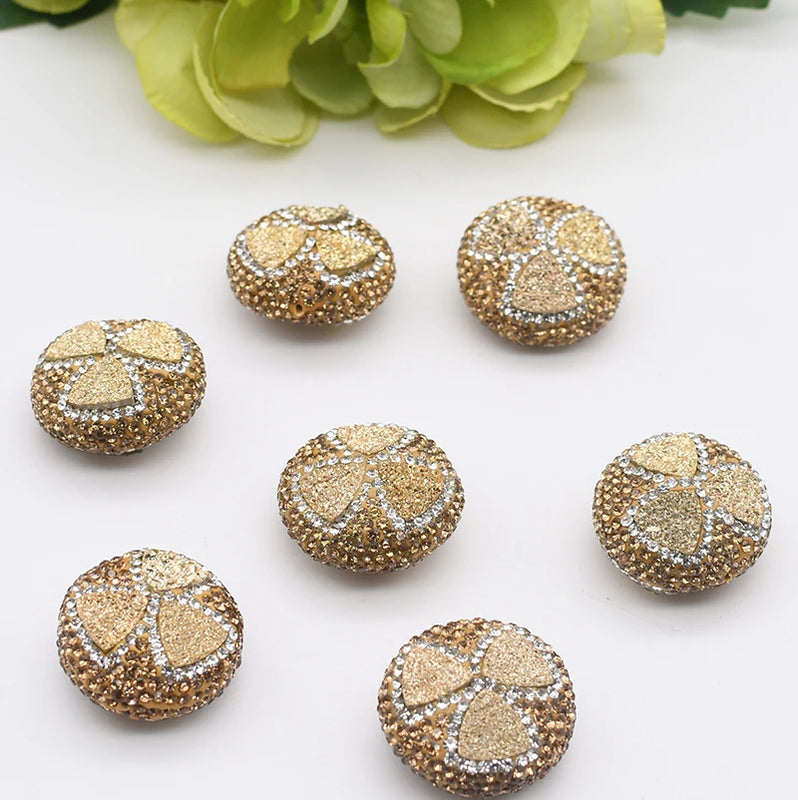 5pcs Crystal Zircon Yellow Round Beads 25x25mm Trimmed High Light