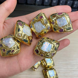 5pcs 25x32mm Keshi Pearl Plated Loose Beads for DIY Necklace Bracelet
