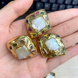 5pcs 25x32mm Keshi Pearl Plated Loose Beads for DIY Necklace Bracelet