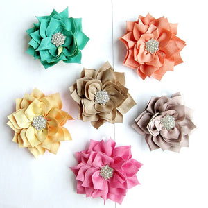 5pcs/lot Artificial Fabric Flowers With Button For Children DIY