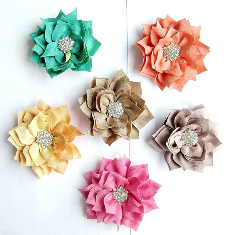 5pcs/lot Artificial Fabric Flowers With Button For Children DIY