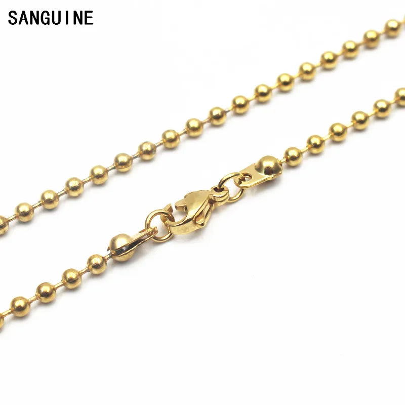 5pcs Golden Stainless Steel Ball Chain Necklace 30 Inches DIY Jewelry