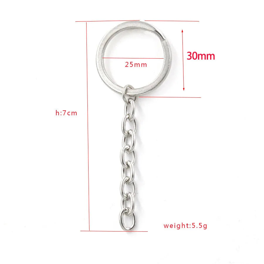 5pcs/lot Mirror Polish Stainless Steel Chain Pendant Key Ring and Chain