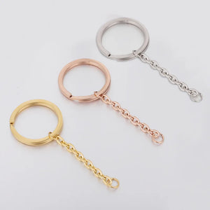 5pcs/lot Mirror Polish Stainless Steel Chain Pendant Key Ring and Chain