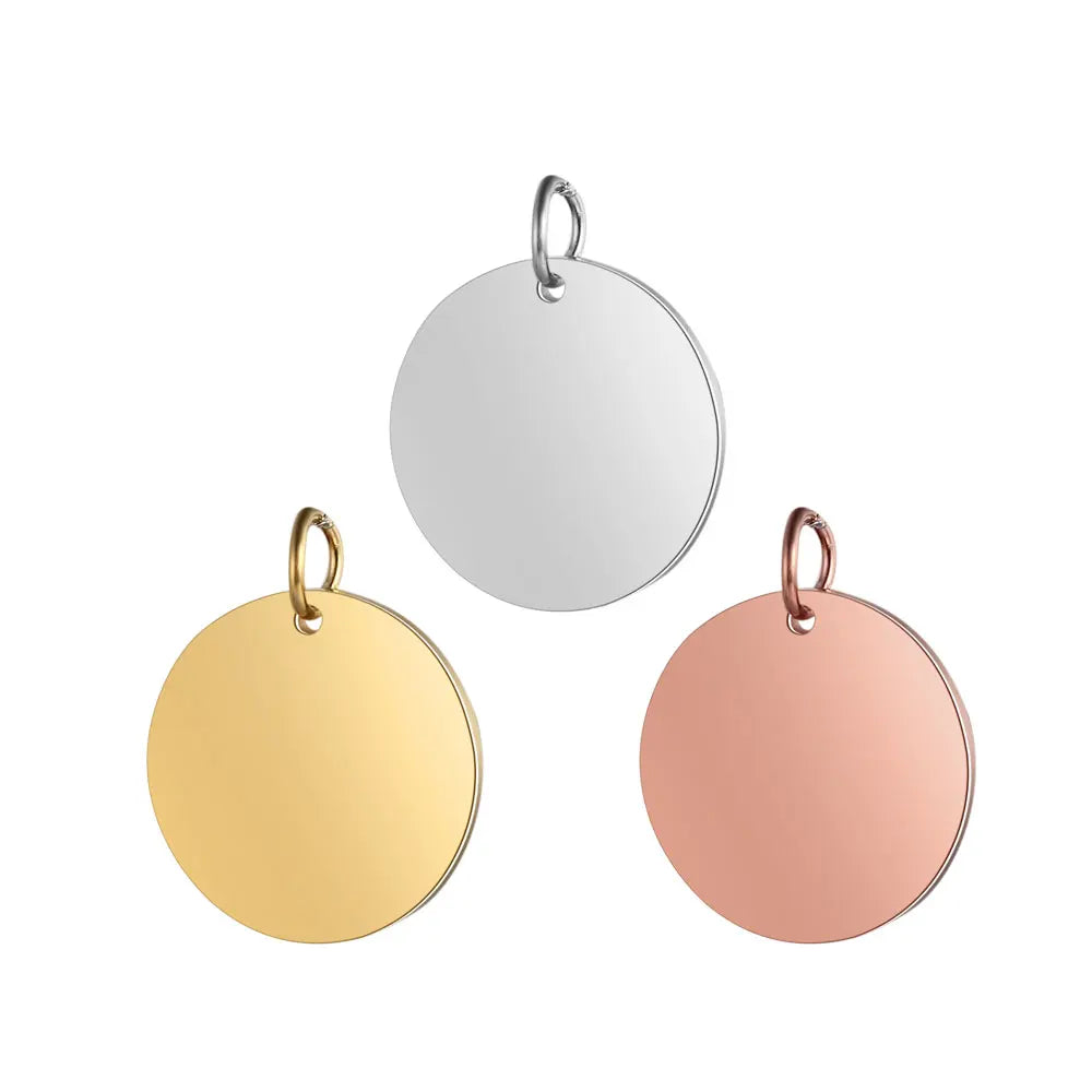 5pcs 316 Stainless Steel Blank 6-20mm Disc Round Tag Charm Pendant